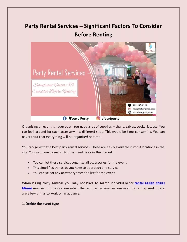 party rental services significant factors