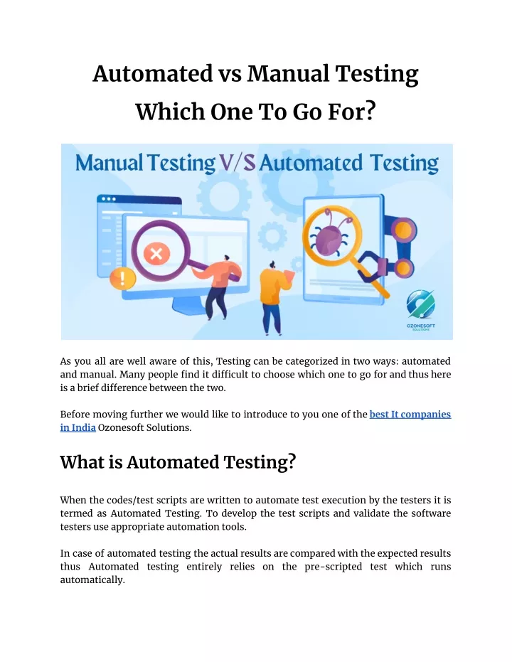 automated vs manual testing