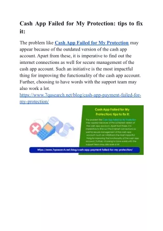 Cash App Failed for My Protection: tips to fix it:
