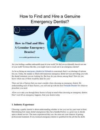 How to Find and Hire a Genuine Emergency Dentist?