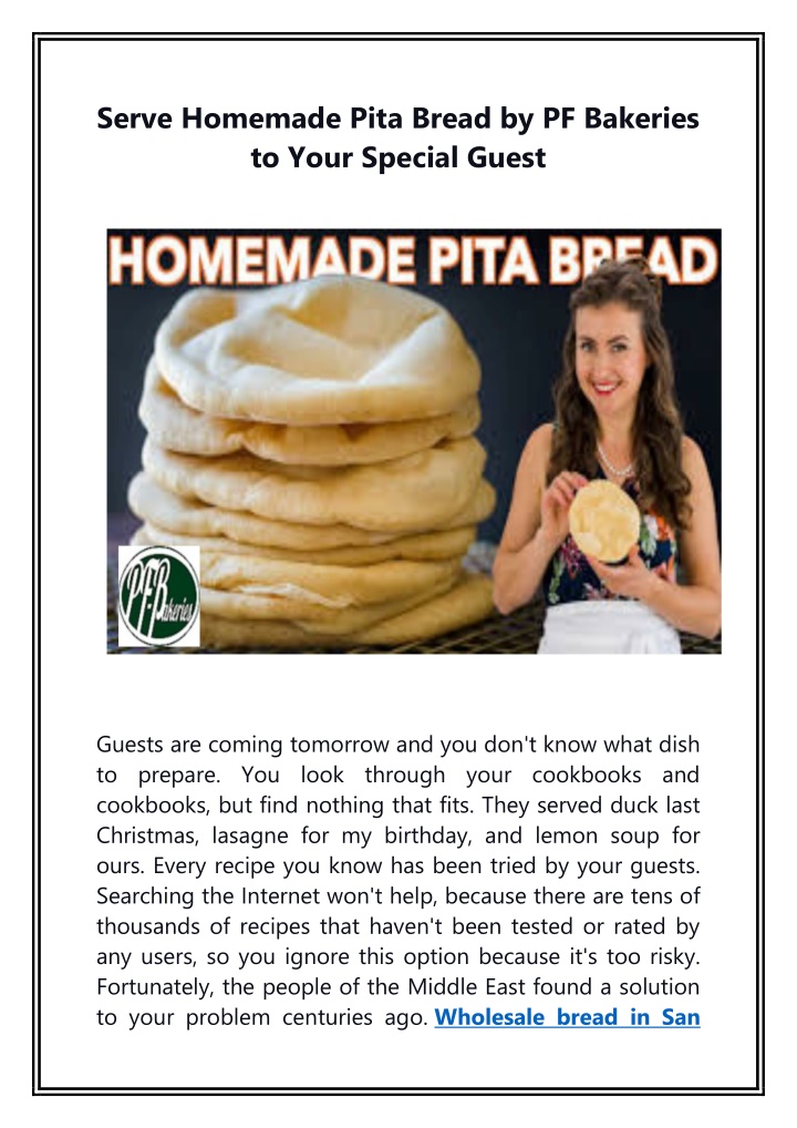 serve homemade pita bread by pf bakeries to your