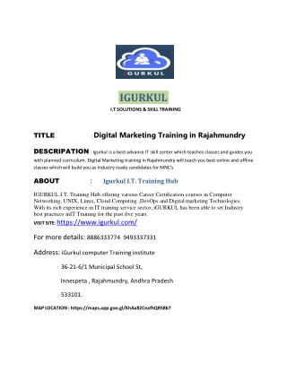 Digital Marketing Training in Rajahmundry