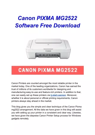 Canon PIXMA MG2522 software free download