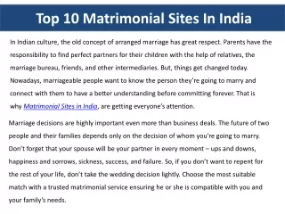 top 10 matrimonial sites in india