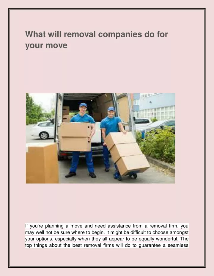 what will removal companies do for your move