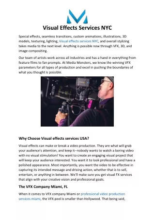 Visual Effects Services NYC