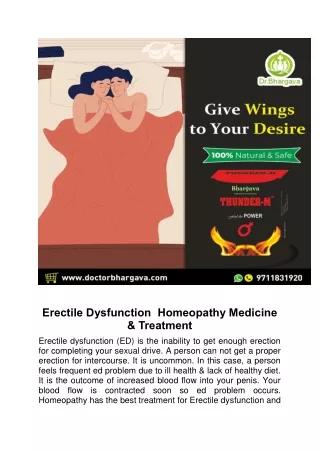 Best Homeopathy Treatment For Erectile Dysfunction (ED)  - Doctor Bhargava