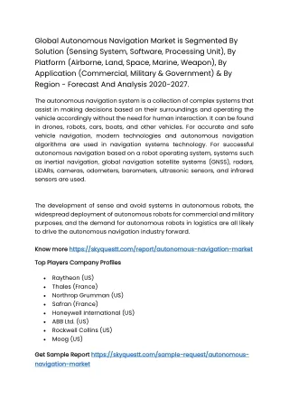 global autonomous navigation market is segmented