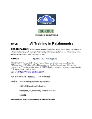 AI Training in Rajahmundry