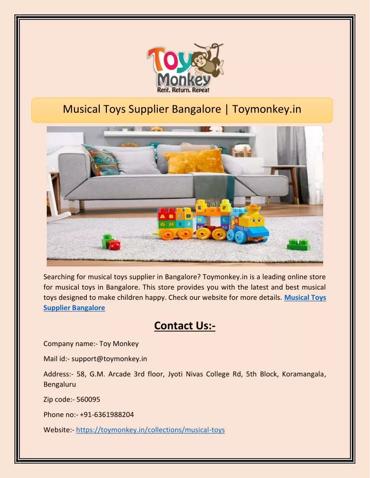 musical toys supplier bangalore toymonkey in