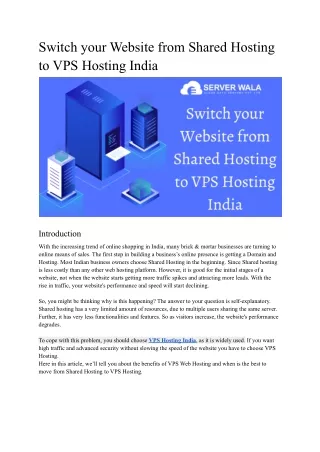 switch your website from shared hosting