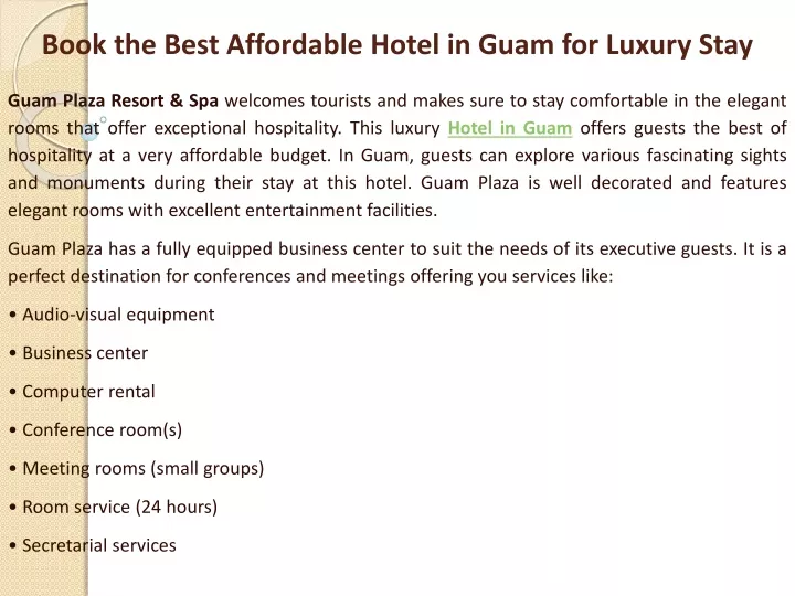 book the best affordable hotel in guam for luxury stay