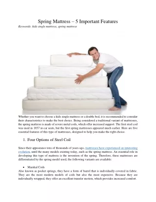 spring mattress 5 important features keywords