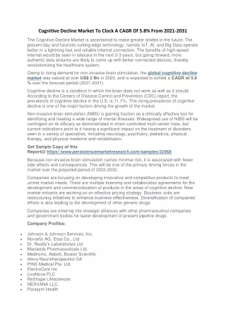 cognitive decline market to clock a cagr