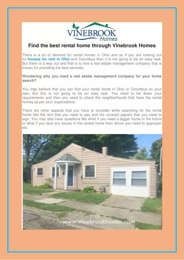 find the best rental home through vinebrook homes