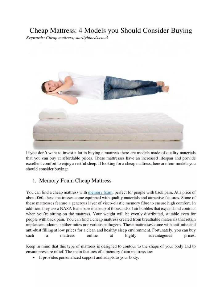 cheap mattress 4 models you should consider