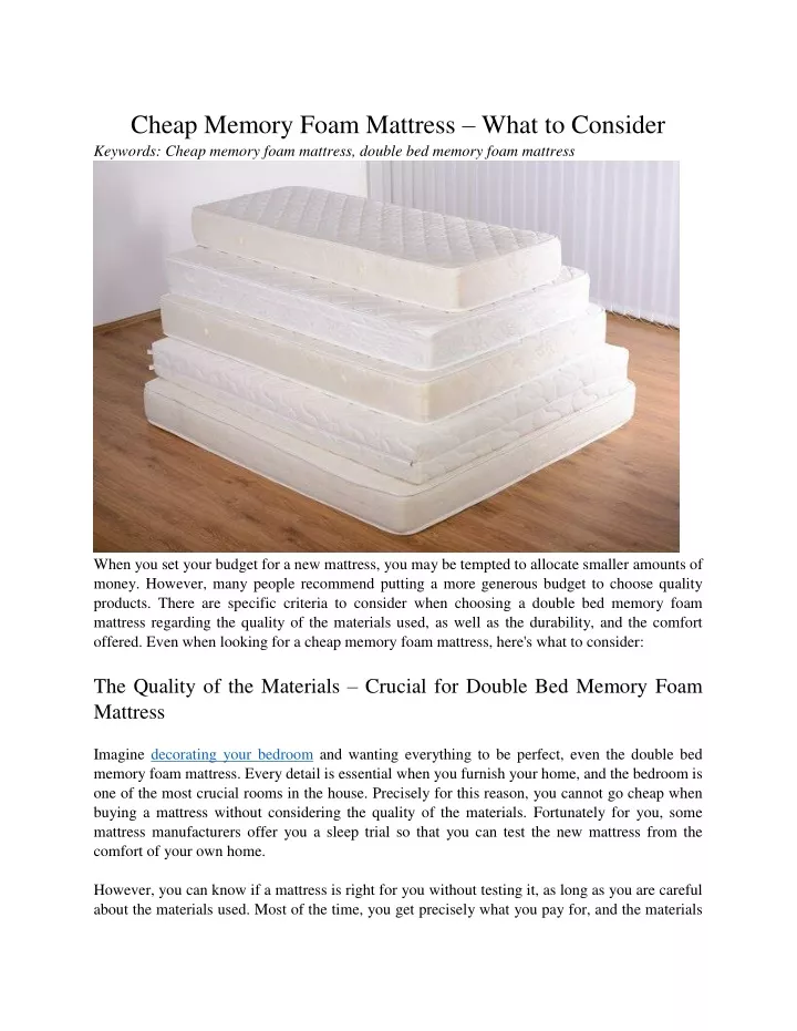 cheap memory foam mattress what to consider