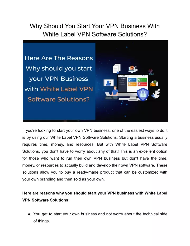 why should you start your vpn business with white