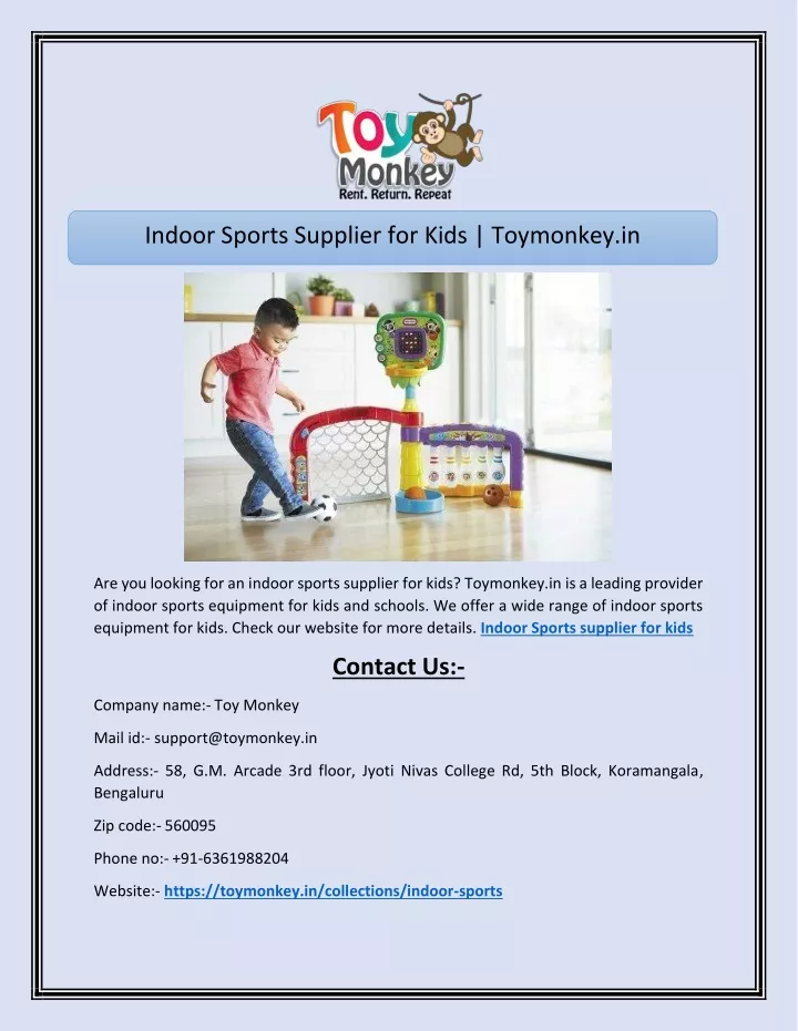 indoor sports supplier for kids toymonkey in