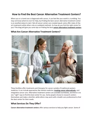How to Find the Best Cancer Alternative Treatment Centers?