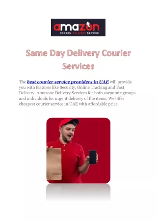 Same Day Delivery Courier Services  - Amazon Delivery Services