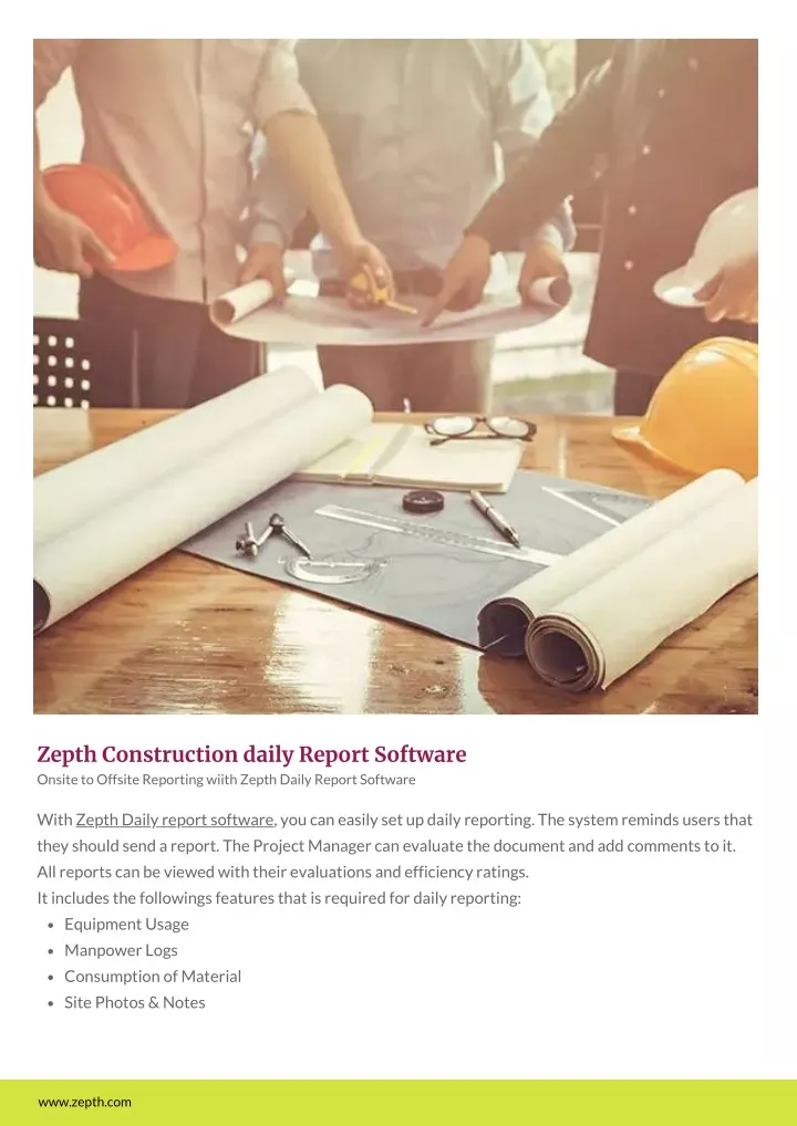 zepth construction daily report software onsite