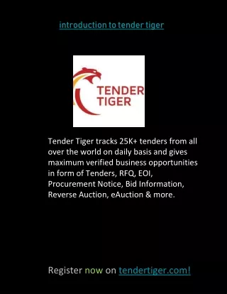 Tender Tiger Website Overview