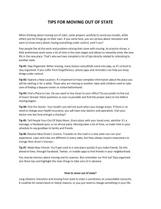 tips for moving out of state