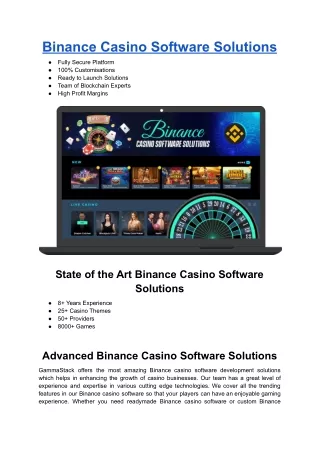 binance casino software solutions