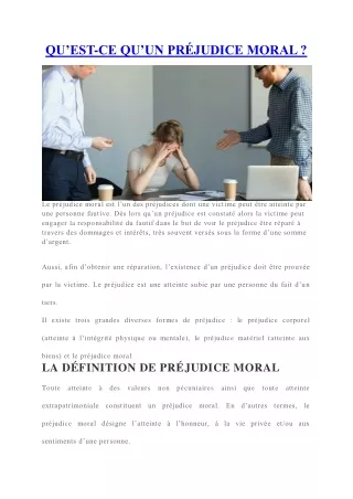 qu est ce qu un pr judice moral