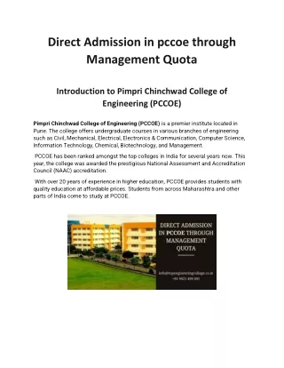 pccoe management quota fee