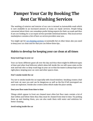 Pamper Your Car By Booking The Best Car Washing Services