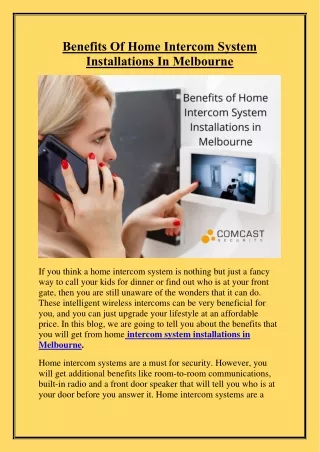 Benefits Of Home Intercom System Installations In Melbourne