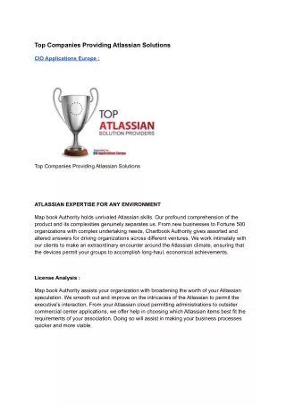 Top Companies Providing Atlassian Solutions