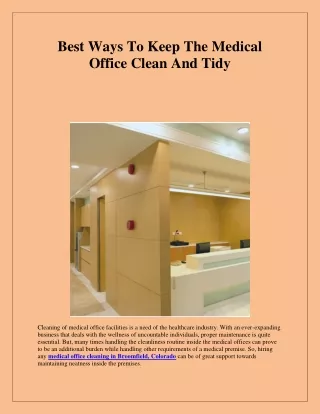 Best Ways To Keep The Medical Office Clean And Tidy
