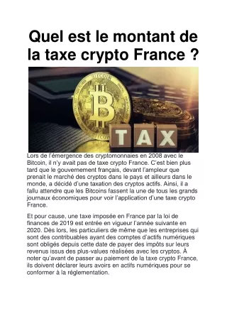 Combien coutent le montant de la taxe crypto France ?