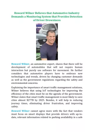 howard wilner believes that automotive industry