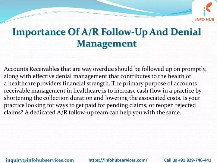 importance of a r follow up and denial management