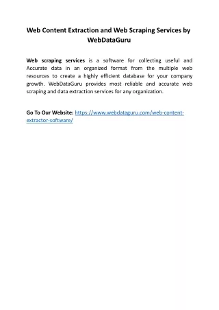 web content extraction and web scraping services