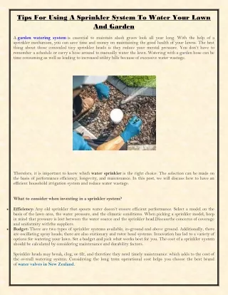Tips For Using A Sprinkler System To Water Your Lawn And Garden