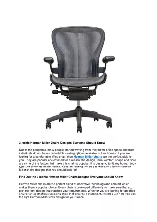 3 Iconic Herman Miller Chairs Designs Everyone Should Know