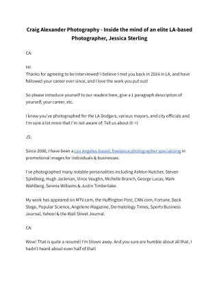 Craig Alexander Photography - Inside the mind of an elite LA-based Photographer, Jessica Sterling