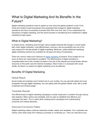 What is digital marketing and its benefits in future