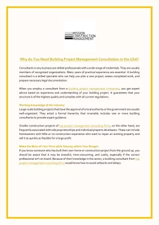 why do you need building project management