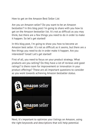 how to get on the amazon best seller list