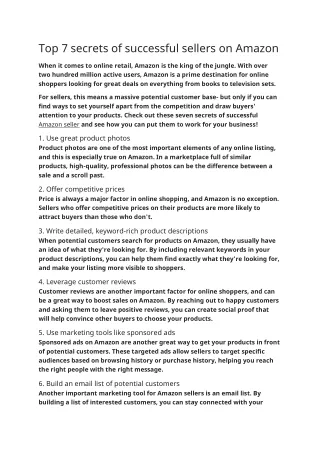 top 7 secrets of successful sellers on amazon