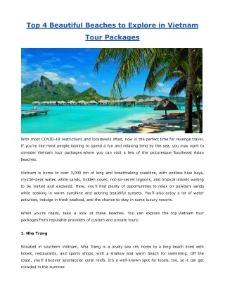 Top 4 Beautiful Beaches to Explore in Vietnam Tour Packages