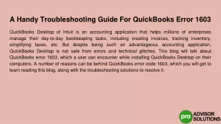 a handy troubleshooting guide for quickbooks error 1603