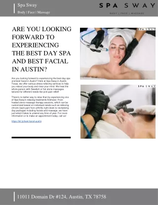 SPA SWAY - ARE YOU LOOKING FORWARD TO EXPERIENCING THE BEST DAY SPA AND BEST FACIAL IN AUSTIN