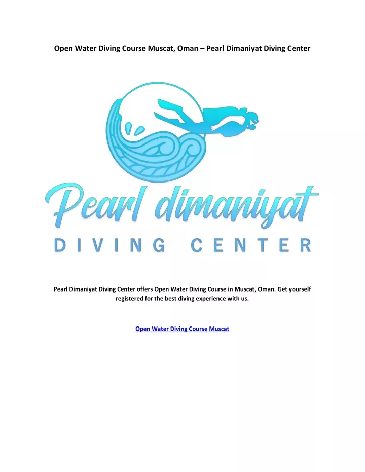 open water diving course muscat oman pearl